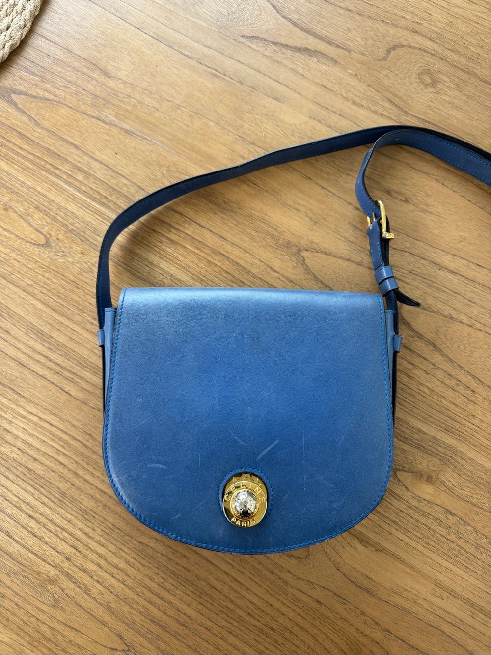 Vintage Celine Blue Leather Crossbody